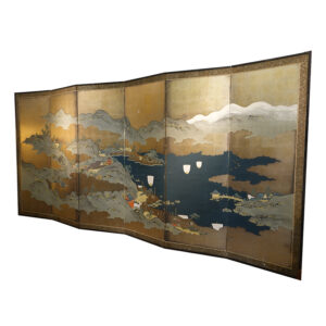 Sailing Boats on Blue Waters, Late Edo Period Japanese Screen - Image 2