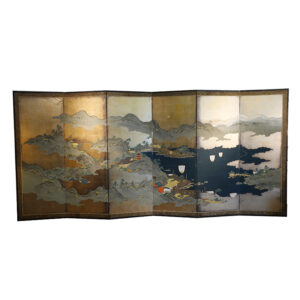 Sailing Boats on Blue Waters, Late Edo Period Japanese Screen