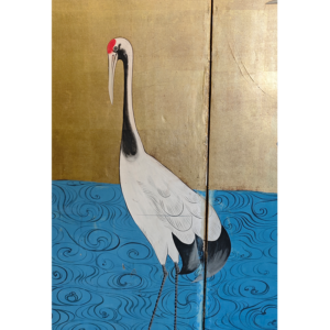 Cranes by a Stream, 20th Century Japanese Gilt Screen - Image 6