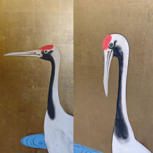Cranes by a Stream, 20th Century Japanese Gilt Screen - Image 7