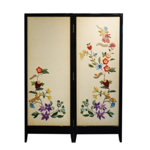 20th Century Japanese Screen, Embroidered Flowers