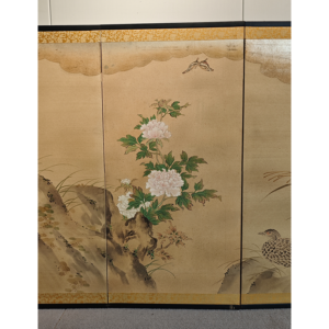 Flowers and Birds, 20th Century Japanese Screen - Image 3