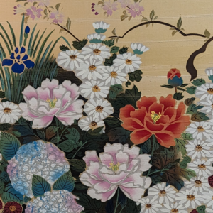 Hanaguruma Flower Cart, Showa Period 1970s Japanese Screen - Image 4