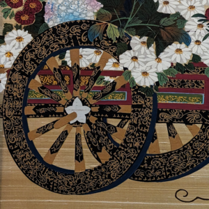 Hanaguruma Flower Cart, Showa Period 1970s Japanese Screen - Image 5