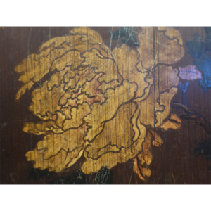 Mineral Peonies, Edo/Meiji Period Japanese Painted Wooden Pair Doors - Image 4