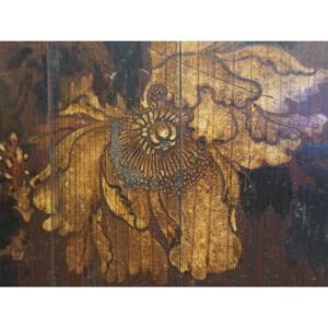 Mineral Peonies, Edo/Meiji Period Japanese Painted Wooden Pair Doors - Image 5
