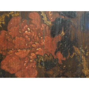 Mineral Peonies, Edo/Meiji Period Japanese Painted Wooden Pair Doors - Image 6