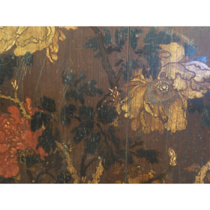 Mineral Peonies, Edo/Meiji Period Japanese Painted Wooden Pair Doors - Image 7