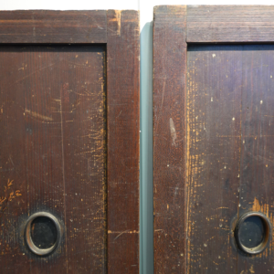 Mineral Peonies, Edo/Meiji Period Japanese Painted Wooden Pair Doors - Image 9