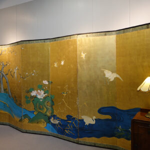 1930s Showa Period Japanese Screen, Birds and Flowers by A Stream - Image 3