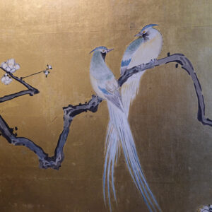 1930s Showa Period Japanese Screen, Birds and Flowers by A Stream - Image 8