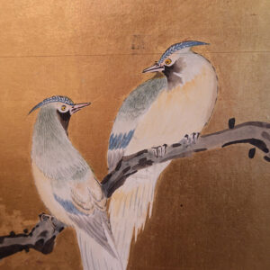 1930s Showa Period Japanese Screen, Birds and Flowers by A Stream - Image 9