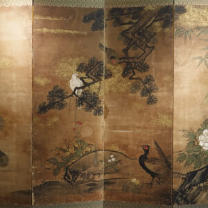 17th Century Japanese Screen by Kano Tokinobu, Birds and Flowers in the Gold Mist - Image 3