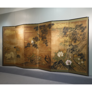 17th Century Japanese Screen by Kano Tokinobu, Birds and Flowers in the Gold Mist - Image 2