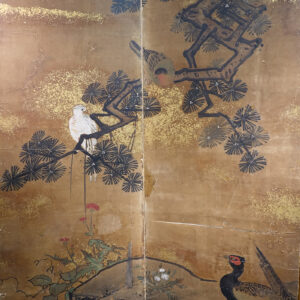 17th Century Japanese Screen by Kano Tokinobu, Birds and Flowers in the Gold Mist - Image 5
