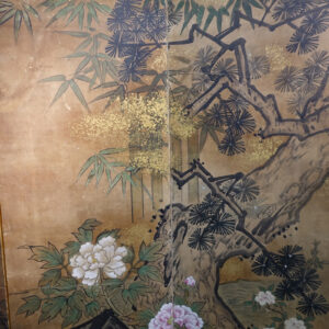 17th Century Japanese Screen by Kano Tokinobu, Birds and Flowers in the Gold Mist - Image 6