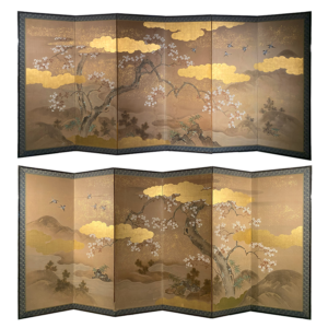 Cherry Blossom Japanese Screen with Gold Dust