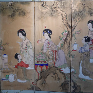 Late Edo Period Japanese Screen, Ladies at Tea Gathering - Image 2