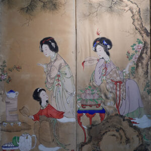Late Edo Period Japanese Screen, Ladies at Tea Gathering - Image 4