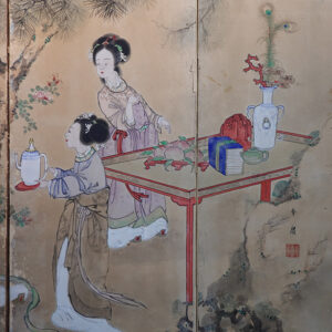 Late Edo Period Japanese Screen, Ladies at Tea Gathering - Image 5