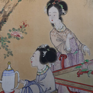 Late Edo Period Japanese Screen, Ladies at Tea Gathering - Image 8
