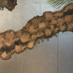 100 Years Old Japanese Screen, Pine Tree on Silver - Image 10