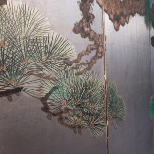 100 Years Old Japanese Screen, Pine Tree on Silver - Image 11