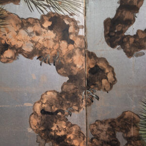 100 Years Old Japanese Screen, Pine Tree on Silver - Image 17