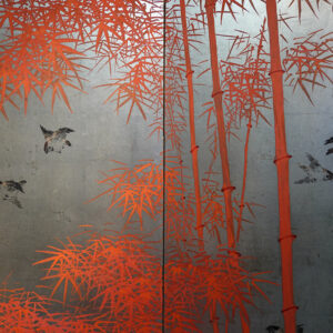 Red Bamboo, Japanese Screen Pair from Taisho Year 13, 1925 - Image 11