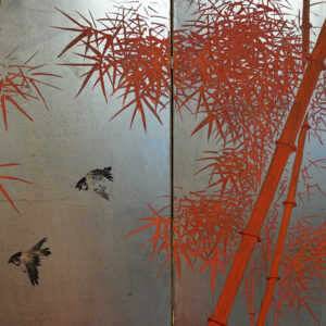 Red Bamboo, Japanese Screen Pair from Taisho Year 13, 1925 - Image 12