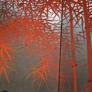 Red Bamboo, Japanese Screen Pair from Taisho Year 13, 1925 - Image 9