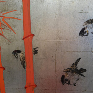 Red Bamboo, Japanese Screen Pair from Taisho Year 13, 1925 - Image 10