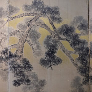 Two Peacocks Under Pine Trees, Late Edo Period Japanese Screen - Image 10