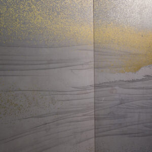 Late Edo 19th Century Japanese Screen, Birds Above Waves in the Gold Mist - Image 7