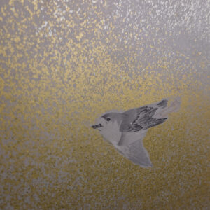 Late Edo 19th Century Japanese Screen, Birds Above Waves in the Gold Mist - Image 17