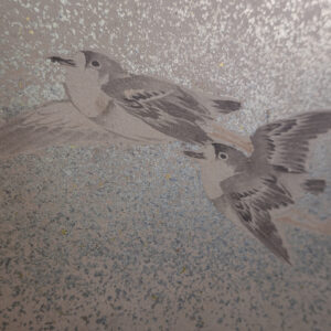 Late Edo 19th Century Japanese Screen, Birds Above Waves in the Gold Mist - Image 14