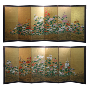 19th/20th Century Japanese Screen, Chrysanthemum Gilt Screen