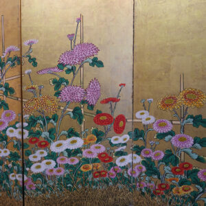 19th/20th Century Japanese Screen, Chrysanthemum Gilt Screen - Image 5