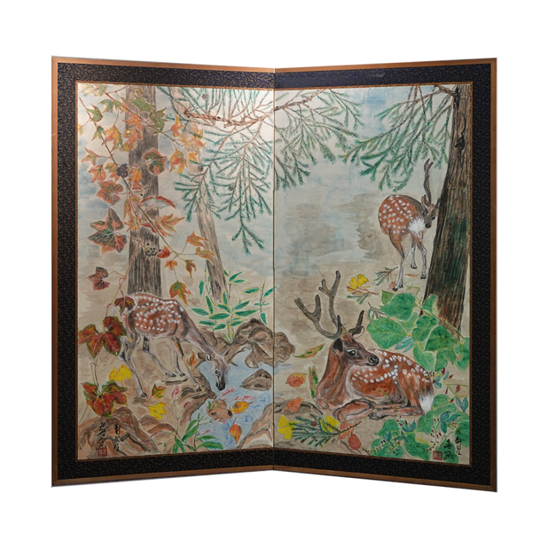 20th Century Japanese Screen, Deer in the Forest