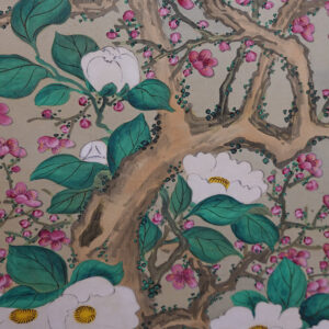 Late Edo 19th Century Japanese Screen, Four Season Flowers Masterpiece Silk Screen - Image 14