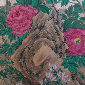 Late Edo 19th Century Japanese Screen, Four Season Flowers Masterpiece Silk Screen - Image 8