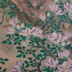 Late Edo 19th Century Japanese Screen, Four Season Flowers Masterpiece Silk Screen - Image 9