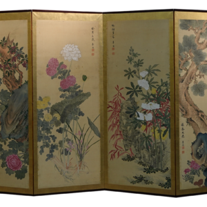Late Edo 19th Century Japanese Screen, Four Season Flowers Masterpiece Silk Screen - Image 18