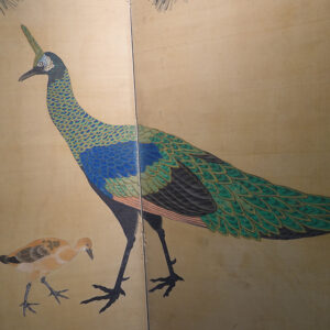 Late Edo Period Japanese Screen, Peacock Under Pine Tree - Image 6