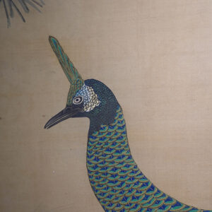 Late Edo Period Japanese Screen, Peacock Under Pine Tree - Image 7
