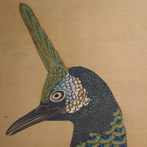 Late Edo Period Japanese Screen, Peacock Under Pine Tree - Image 8