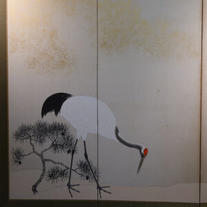 1917 Taisho Period Japanese Screen, Pine Trees and Cranes Screen - Image 2