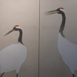 1917 Taisho Period Japanese Screen, Pine Trees and Cranes Screen - Image 5
