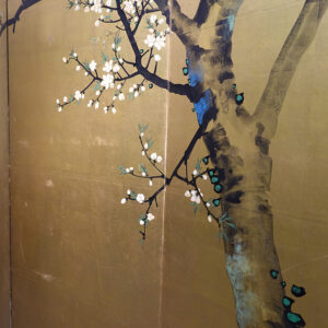 Late Edo to Meiji Period Japanese Screen, Plum Tree Gilt Screen - Image 5