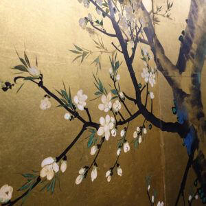 Late Edo to Meiji Period Japanese Screen, Plum Tree Gilt Screen - Image 4